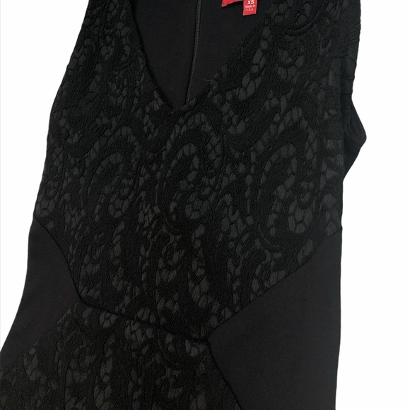 Saks OffFifth Womens Black Dress Ponte Sides Lace Overlay - Picture 4 of 10